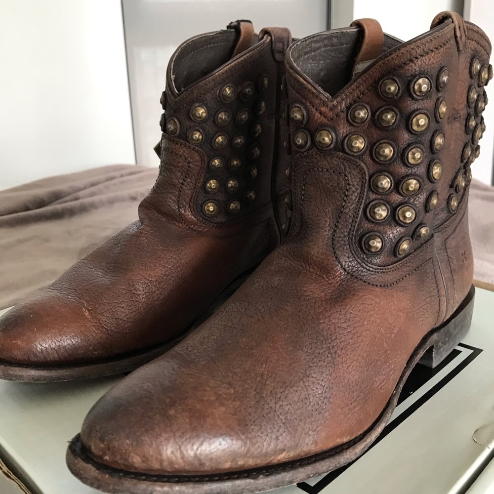 Frye Wyatt Disc Short Boot Cognac Women’s Size 11 - Picture 3 of 8